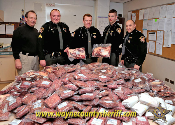 Partly frozen Longhorns Head to Tail Beef that suspects had not sold was recovered by Wayne County Sheriff's deputies.