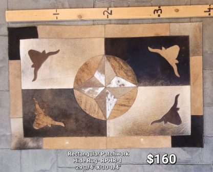 Rectangular Longhorn Patchwork Rug - RPHR-1